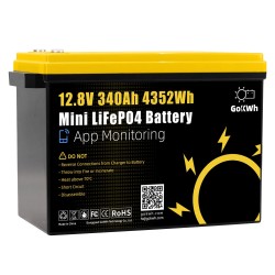 GOKWH 12V 340Ah LiFePO4 kenno akku 4352Wh sisäänrakennetulla 200A langattomalla BMS llä säilytyslaatikko ajoneuvoon