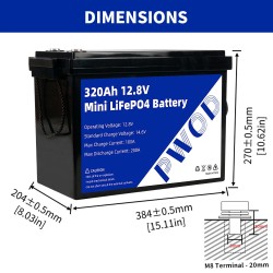 PWOD 12,8V 320Ah 3840Wh kompakti LiFePO4 akku energialaatikko veneelle ja matkailuvaunuun IP65