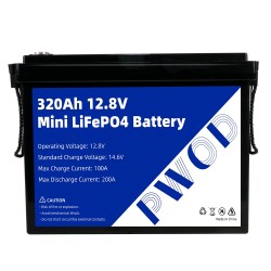 PWOD 12,8V 320Ah 3840Wh kompakti LiFePO4 akku energialaatikko veneelle ja matkailuvaunuun IP65