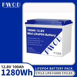 Pwod 12,8V 100Ah 1280Wh minikokoinen LiFePO4 akku sisäänrakennettu BMS matkailuautoihin
