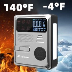 Mudiro 6000 A apukäynnistin ilmakompressorilla 150 PSI:n 30 W pikalataus 2 LED-valoa älykäs näyttö autoihin