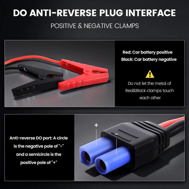 T48-60 2000A apukäynnistin kannettava hätävirtapankki 12V bensiini 3.0L diesel 2.0L led-valolla usb-lähdöllä