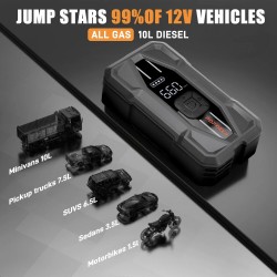 POPDEER PD-JA5 apukäynnistin 5000A ilmakompressori 150psi rengaspumppu PD30W USB-C pikalataus näyttö taskulamppu säilytyskotelo