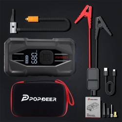 POPDEER PD-JA5 apukäynnistin 5000A ilmakompressori 150psi rengaspumppu PD30W USB-C pikalataus näyttö taskulamppu säilytyskotelo