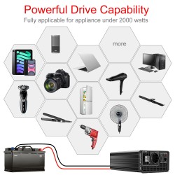 Puhdas siniaaltoinvertteri SP24/2000L 2000W 24V–230V korkean hyötysuhteen verkosta riippumaton turvallinen elektroniikalle