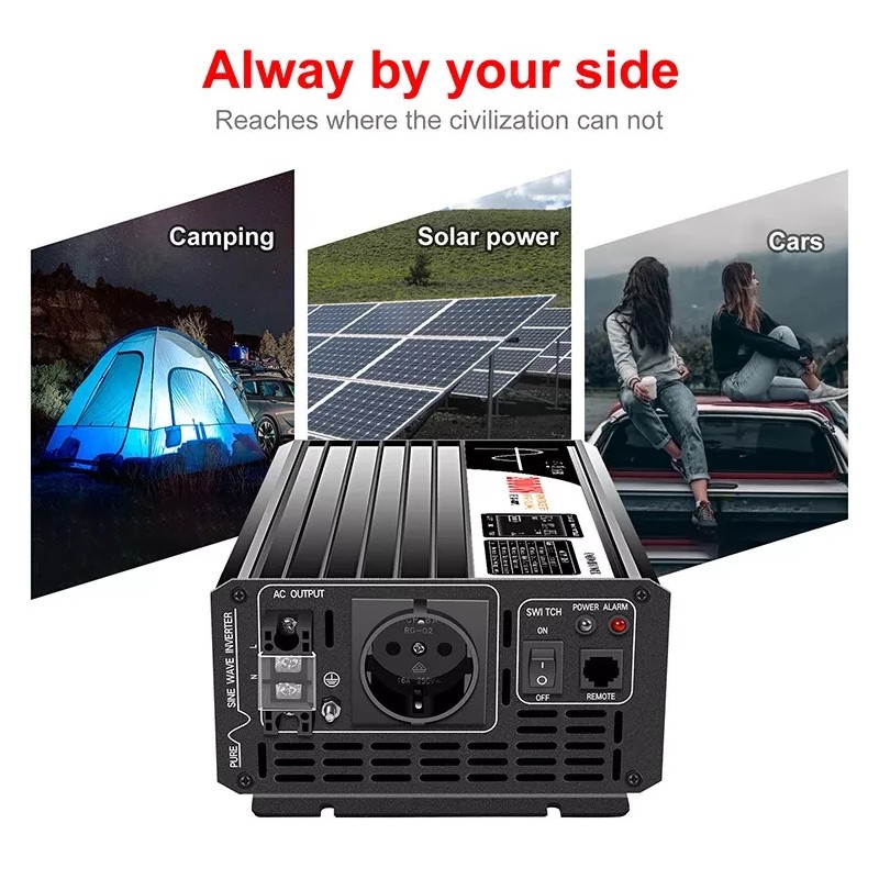 Puhdas siniaaltoinvertteri SP12/230-1500L 1500W jatkuvateho 3000W huipputeho 12V–230V 50Hz korkea hyötysuhde suojaus