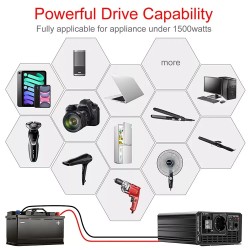 Puhdas siniaaltoinvertteri SP12/230-1500L 1500W jatkuvateho 3000W huipputeho 12V–230V 50Hz korkea hyötysuhde suojaus