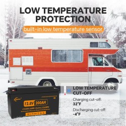 JSDSOLAR 12V 200Ah litium-rautafosfaattiakku Bluetoothilla yli 8000 sykliä veneeseen ja matkailuautoon