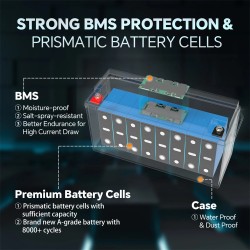JSDSOLAR 12V 200Ah litium-rautafosfaattiakku Bluetoothilla yli 8000 sykliä veneeseen ja matkailuautoon