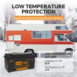 JSDSOLAR 24 voltin 100 Ah LiFePO4-akkupaketti Bluetoothilla yli 8000 sykliä veneeseen ja asuntoautoon