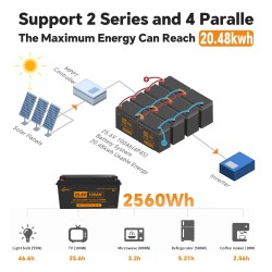JSDSOLAR 24 voltin 100 Ah LiFePO4-akkupaketti Bluetoothilla yli 8000 sykliä veneeseen ja asuntoautoon