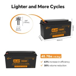 JSDSOLAR 24 voltin 100 Ah LiFePO4-akkupaketti Bluetoothilla yli 8000 sykliä veneeseen ja asuntoautoon