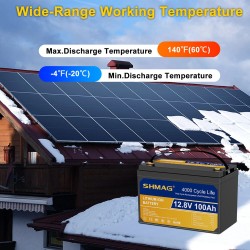 SHMAG 12.8V 100Ah LiFePO4 akku 1280Wh 4000 sykliä pitkäikäinen nopea lataus varavoima retkeilyyn