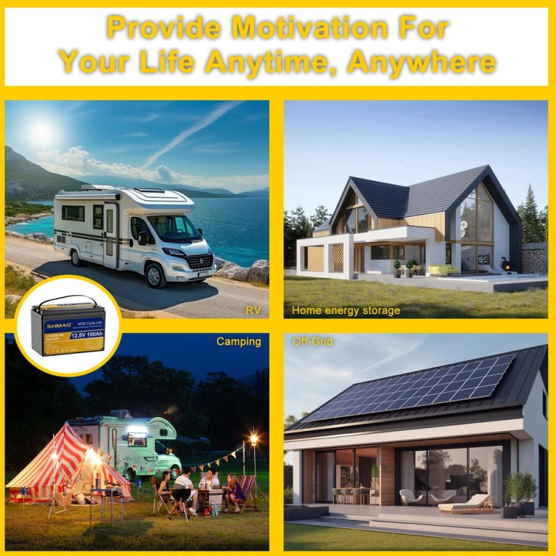 SHMAG 12.8V 100Ah LiFePO4 akku 1280Wh 4000 sykliä pitkäikäinen nopea lataus varavoima retkeilyyn