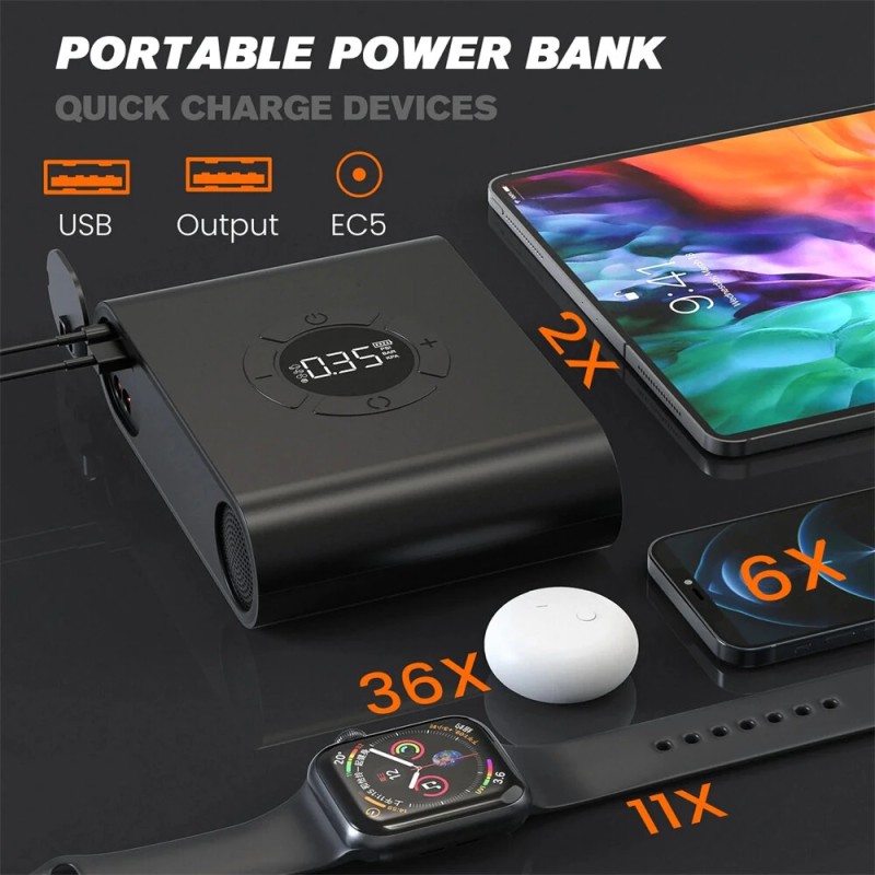 Kannettava 2000A apukäynnistin ja ilmakompressori 150PSI 16000mAh varavirtapankki led-taskulamppu