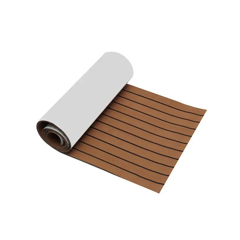 Eva-vaahtopaneeli 2400x600x6 mm veneen lattialle tekotiikki ruskea musta viiva