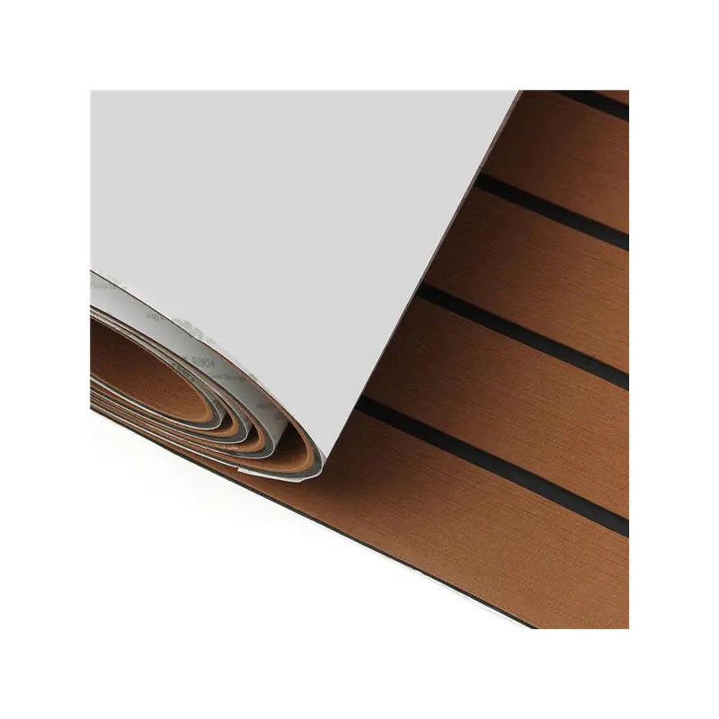 Eva-vaahtopaneeli 2400x600x6 mm veneen lattialle tekotiikki ruskea musta viiva