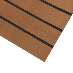Eva-vaahtopaneeli 2400x600x6 mm veneen lattialle tekotiikki ruskea musta viiva