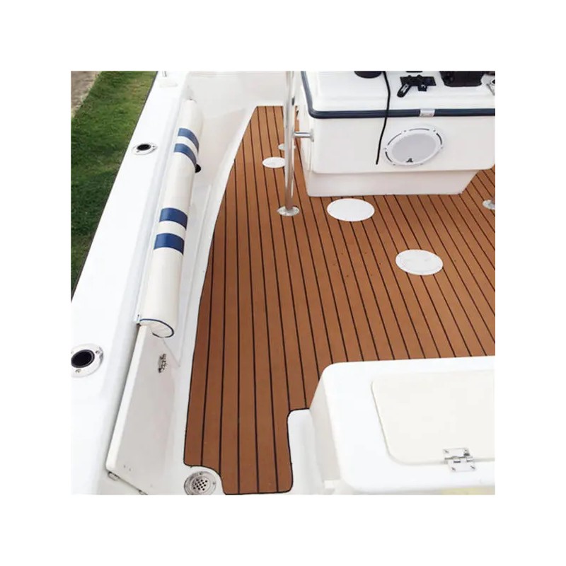 Eva-vaahtopaneeli 2400x600x6 mm veneen lattialle tekotiikki ruskea musta viiva