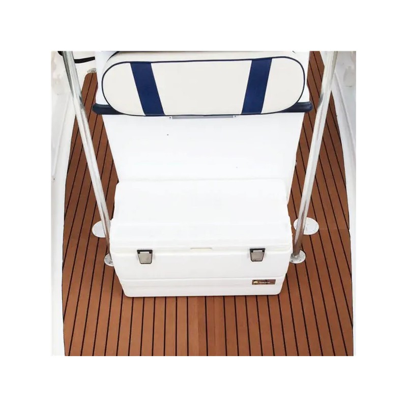 Eva-vaahtopaneeli 2400x600x6 mm veneen lattialle tekotiikki ruskea musta viiva