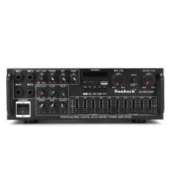 Sunbuck bluetooth stereo päätevahvistin 2-kanavainen hifi 1200W kaukosäädin usb sd fm led-näyttö