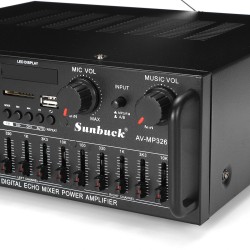 Sunbuck bluetooth stereo päätevahvistin 2-kanavainen hifi 1200W kaukosäädin usb sd fm led-näyttö