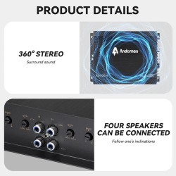 Andeman nelikanavainen autovahvistin 7800 W huipputeho 264,41 W efektiiviteho 12-13,8 V