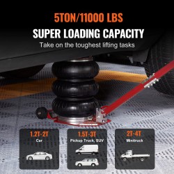 Mudiro kolmipussinen ilmatunkki 5 tonnia 11000 paunaa säädettävä kahva nopea nosto