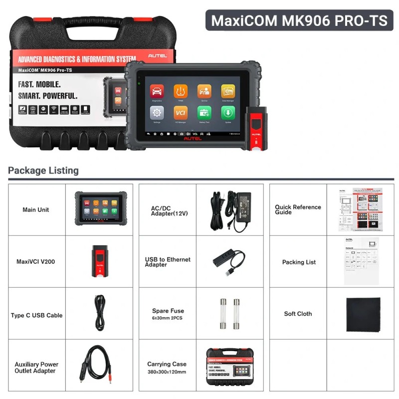 Autel MaxiCOM MK906S PRO II-TS auton diagnostiikka ja TPMS-ohjelmointi työkalu ECU-koodauksella