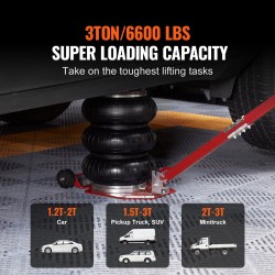 Mudiro ilmatyynytunkki 3 tonnia tai 5 tonnia 6 teräsputkea säädettävä kahva