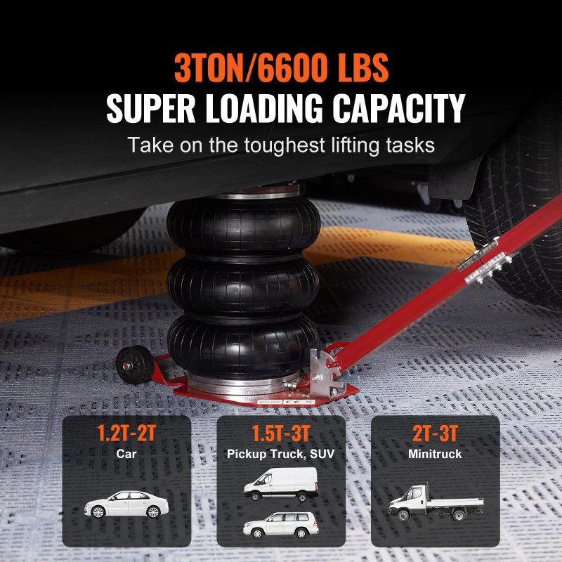 Mudiro ilmatyynytunkki 3 tonnia tai 5 tonnia 6 teräsputkea säädettävä kahva