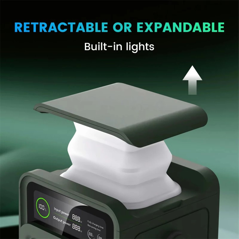 AP200L kannettava varavirtalähde 192Wh 200W teho aurinkopaneelille yhteensopiva 6-porttinen sisäänvedettävä LED-valo retkeilyyn