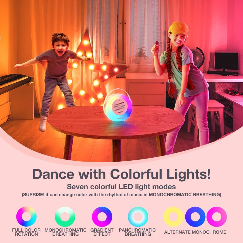 BlitzMax BM-K10 lasten kannettava karaokekaiutin bluetooth kaksi langatonta mikrofonia rgb-valot