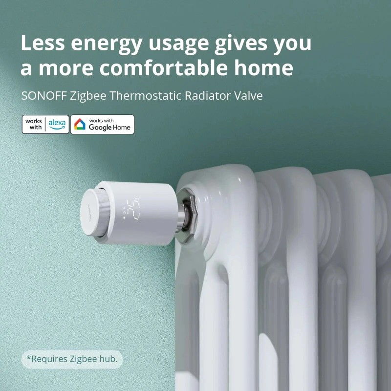 SONOFF TRVZB älykäs Zigbee-yhteensopiva termostaattinen patteriventtiili sovellus ja ääni-ohjaus Alexa Google Home