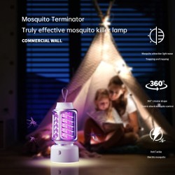 Kannettava 360° ladattava sähköiskulla toimiva hyttyslamppu C-tyypin latauksella ja yövalolla