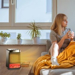 Kannettava pöytäliekkilämmitin 1500-wattinen nopea lämmitys ajastin valoefekteillä