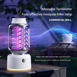 Kannettava 360° ladattava sähköiskulla toimiva hyttyslamppu C-tyypin latauksella ja yövalolla