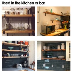 Puinen musta ruiskumaalattu d-muotoinen hylly 20 cm sisähalkaisija 0,35 cm paksuus kotiin ja toimistoon