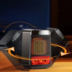 Kannettava pöytäliekkilämmitin 1500-wattinen nopea lämmitys ajastin valoefekteillä
