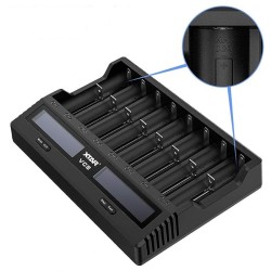 XTAR VC8 älykäs 8-paikkainen akkulaturi USB-C pikalataus LCD-näyttö