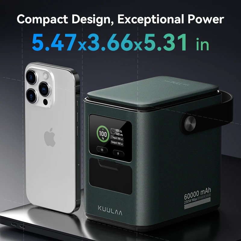 KUULAA 60000mAh 230W varavirtalähde säädettävä led-valo monipuoliset portit nopea lataus