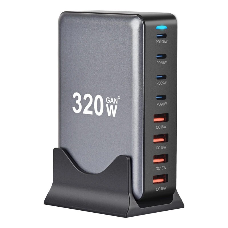 Bakeey 8-porttinen pöytälaturi 320W 4USB-C 4USB-A nopea lataus iPhone Samsung