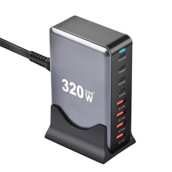 Bakeey 8-porttinen pöytälaturi 320W 4USB-C 4USB-A nopea lataus iPhone Samsung