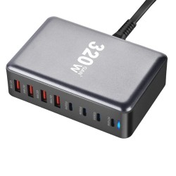 Bakeey 8-porttinen pöytälaturi 320W 4USB-C 4USB-A nopea lataus iPhone Samsung
