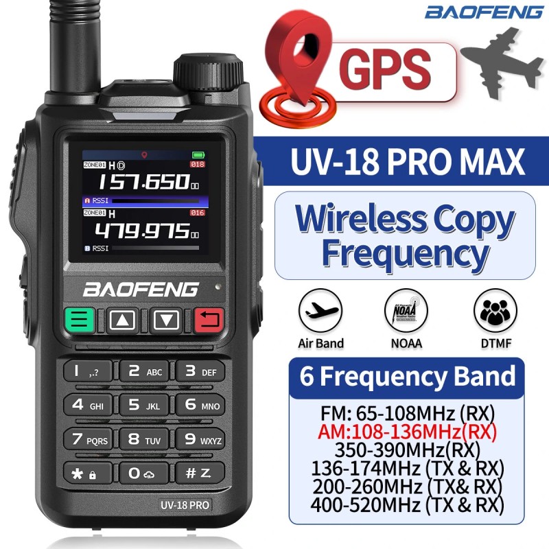 Baofeng UV-18 PRO GPS-radiopuhelin pitkä kantama 999 kanavaa langaton kopiointi
