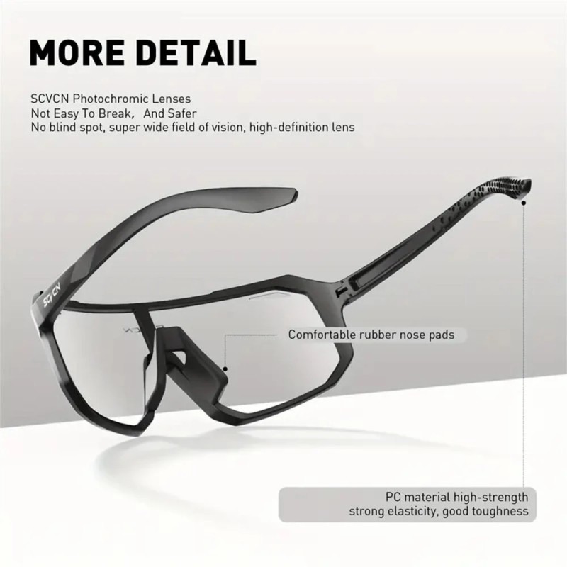 SCVCN valokromaattiset kevyet pyöräilylasit UV400-suoja TR-90-kehys unisex
