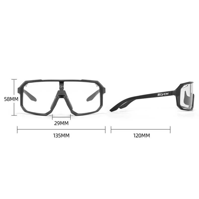 SCVCN valokromaattiset kevyet pyöräilylasit UV400-suoja TR-90-kehys unisex