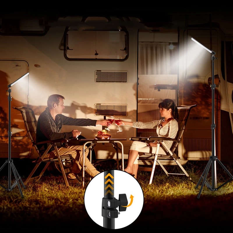 Säädettävä taittuva 84 led-työvalo 1,8 m jalustalla IP67 kannettava