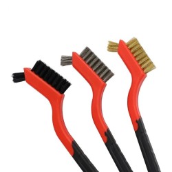 Kolme pyöreää puhdistusharjaa ruosteenpoistoon ruostumaton teräs kuparilanka muoviharjakset