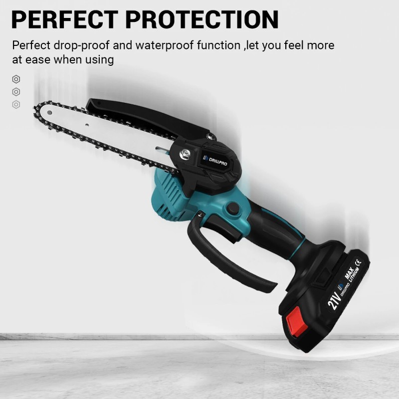 Drillpro harjaton 21V 6-tuuman sähkömoottorisaha puun sahaamiseen ja karsintaan